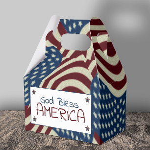 God Bless America Red White Blue Flags Favour Box