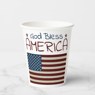God Bless America Red White Blue Paper Cups