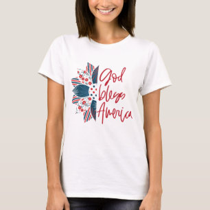 God Bless America Red White & Blue Sunflower T-Shirt
