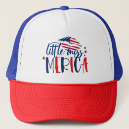 God Bless America Red White Blue USA Miss Merica Trucker Hat