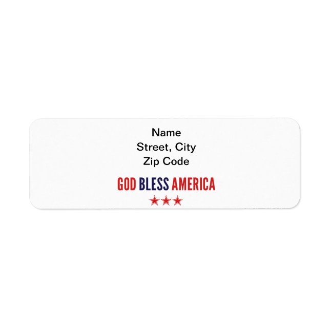 God Bless America Return Address Label (Front)