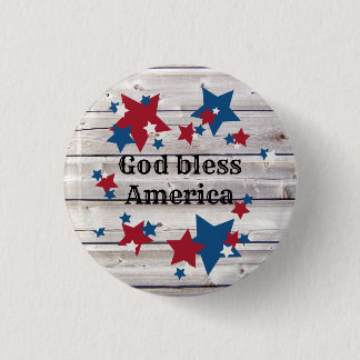 God Bless America Rustic Red White Blue Stars  3 Cm Round Badge