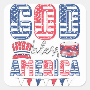 God Bless America Square Sticker