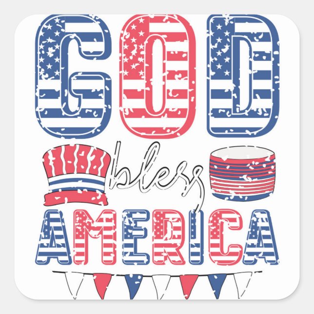 God Bless America Square Sticker (Front)