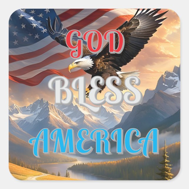 GOD BLESS AMERICA SQUARE STICKER (Front)