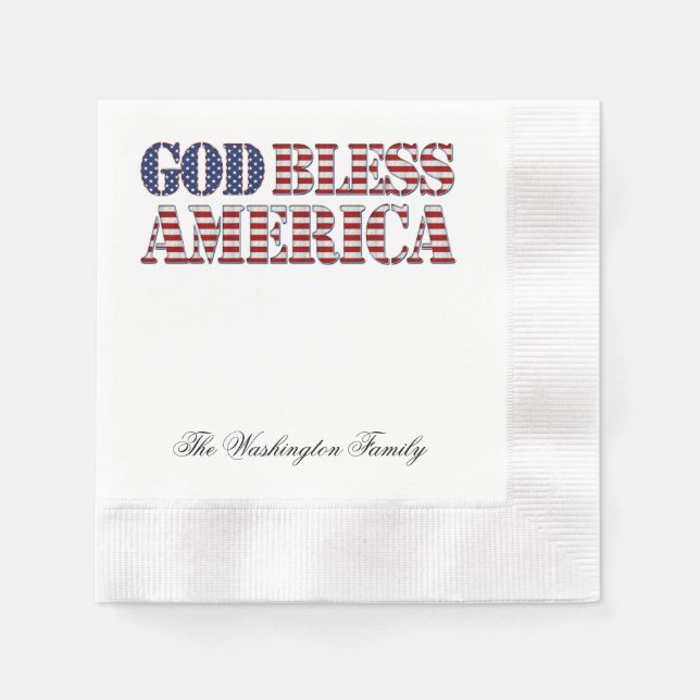 God Bless America Stars and Stripes Patriotic Napkin (Front)