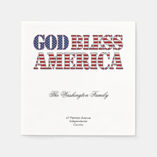 God Bless America Stars and Stripes Patriotic Napkin