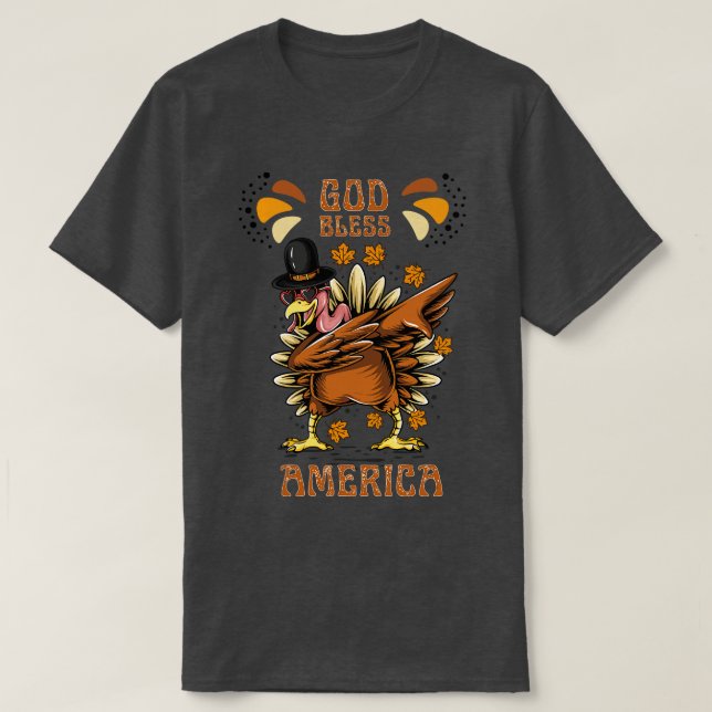 God Bless America Turkey Design  T-Shirt (Design Front)