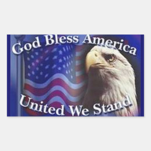 GOD BLESS AMERICA UNITED WE STAND RECTANGULAR STICKER