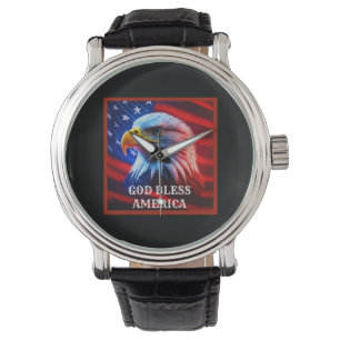 God Bless America US Flag Bald Eagle Watch