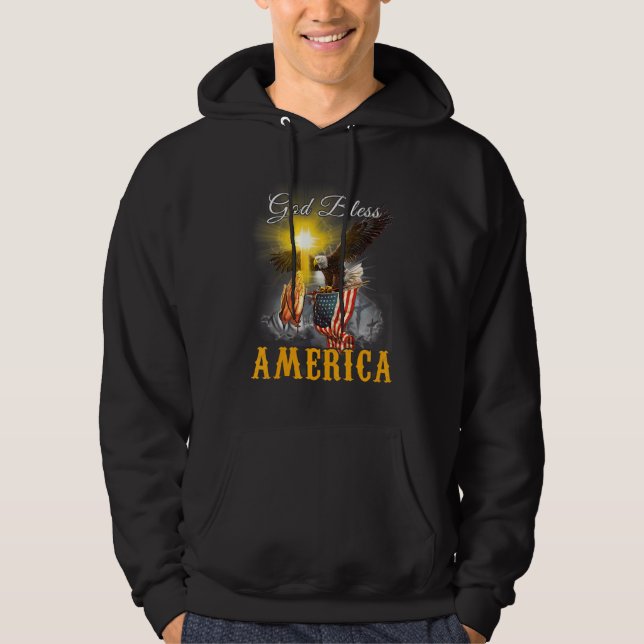 God Bless America Usa Eagle 4th Of July Patriotic Hoodie (Front)