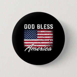 God Bless America Usa Flag 4th Of July Patriotic  6 Cm Round Badge