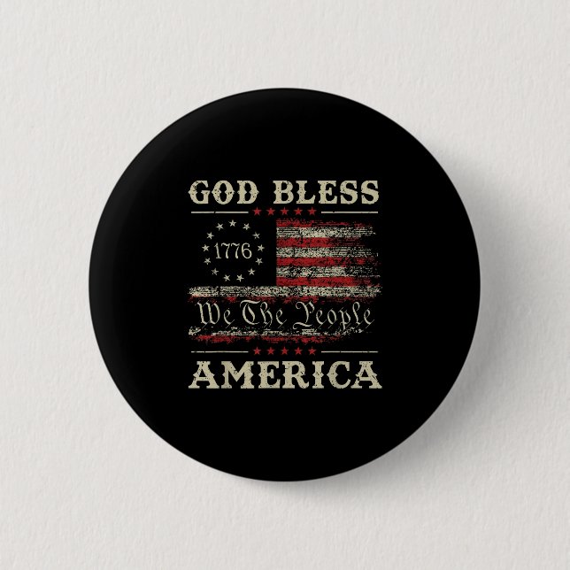 God Bless America Usa Flag 4th Of July Patriotic  6 Cm Round Badge (Front)