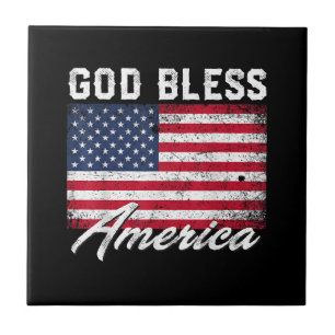 God Bless America USA Flag 4th of July Patriotic Ceramic Tile