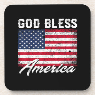 God Bless America USA Flag 4th of July Patriotic Coaster