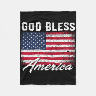God Bless America Usa Flag 4th Of July Patriotic Fleece Blanket