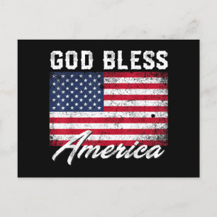 God Bless America USA Flag 4th of July Patriotic Holiday Postcard