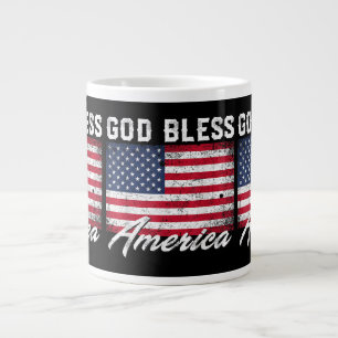 God Bless America USA Flag 4th of July Patriotic Large Coffee Mug