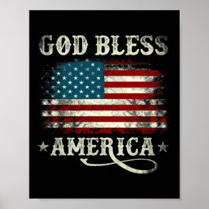 God Bless America Usa Flag 4th Of July Patriotic M Poster