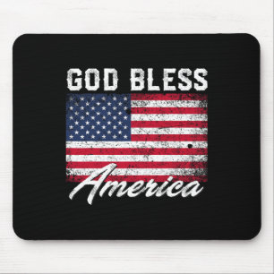 God Bless America Usa Flag 4th Of July Patriotic Mouse Pad