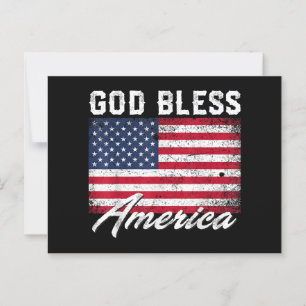 God Bless America USA Flag 4th of July Patriotic Postcard