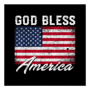 God Bless America USA Flag 4th of July Patriotic Poster
