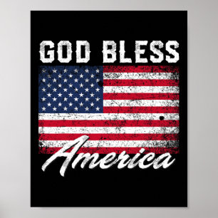 God Bless America Usa Flag 4th Of July Patriotic Poster