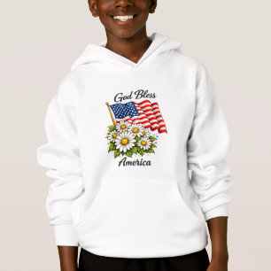 God Bless America USA Flag and Daisies Floral Art