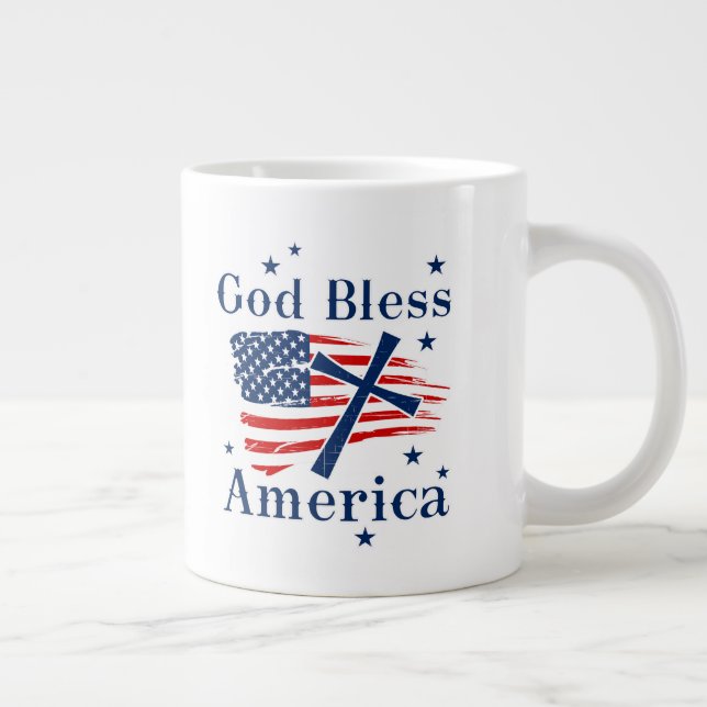 God Bless America USA Flag Large Coffee Mug (Right)