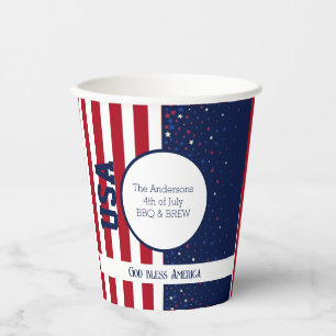 God Bless America USA Independence 4th July Party Paper Cups