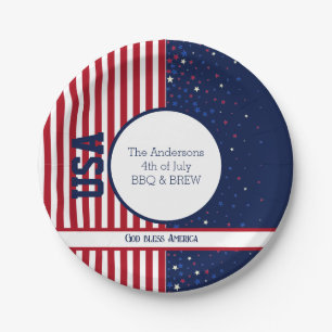 God Bless America USA Independence 4th July Party Paper Plate