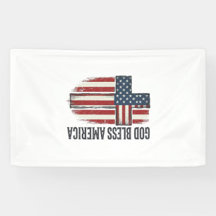 God Bless America Vintage Patriotic Cross Design_1 Banner