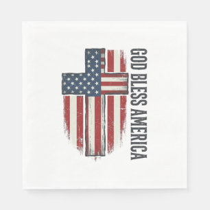 God Bless America Vintage Patriotic Cross Design_1 Napkin