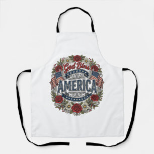 God Bless America Vintage Patriotic Floral Apron