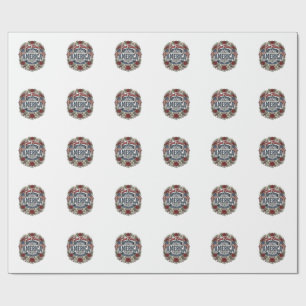 God Bless America Vintage Patriotic Floral Wrapping Paper