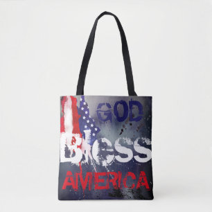 God Bless America Watercolor Splat Tote Bag