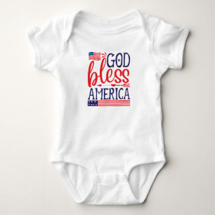 God Bless America with Flag Baby Bodysuit
