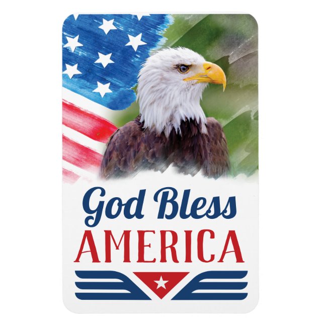 God Bless America with Flag Magnet (Vertical)