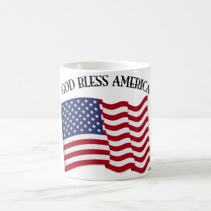 GOD BLESS AMERICA with US flag Coffee Mug