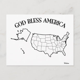 GOD BLESS AMERICA with US outline Postcard