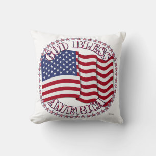 God Bless America With USA Flag 50 Stars Cushion