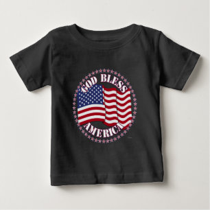 God Bless America With USA Flag And 50 Stars Baby T-Shirt