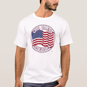 God Bless America With USA Flag And 50 Stars T-Shirt