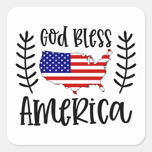 God bless America word art Patriotic Square Sticker (Front)