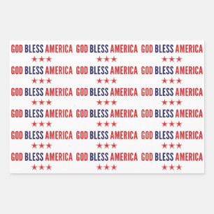 God Bless America Wrapping Paper Sheet