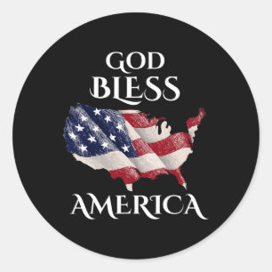 God Bless American Independence Day Usa Gift Veter Classic Round Sticker