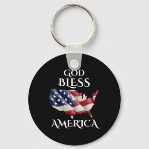 God Bless American Independence Day Usa Gift Veter Key Ring