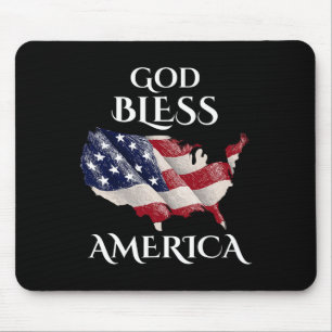 God Bless American Independence Day Usa Gift Veter Mouse Pad