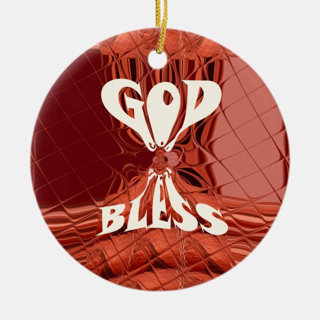 God Bless Art Print Ceramic Tree Decoration (Front)