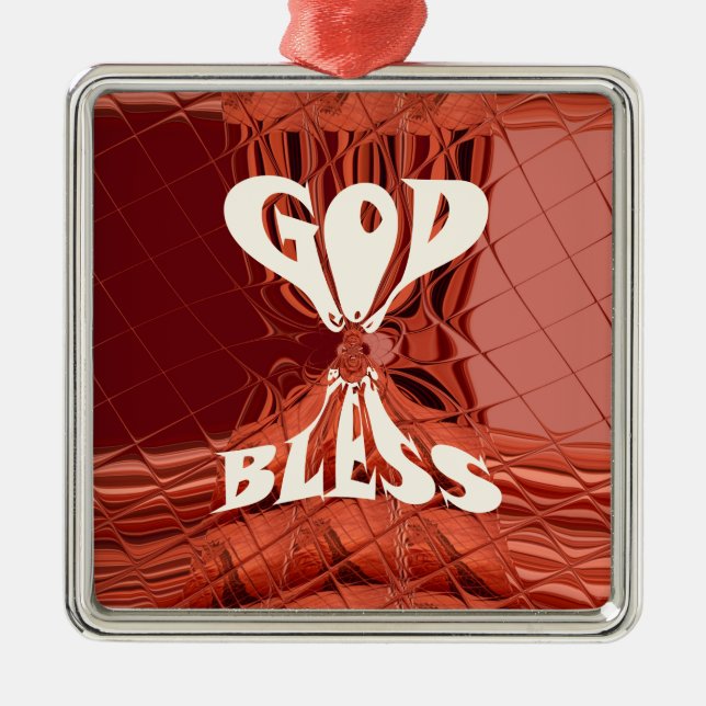 God Bless Art Print Metal Tree Decoration (Front)